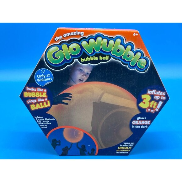 The Amazing Glo Wubble Bubble Ball Inflates Up To 3ft Orange Light-Up Ball For A - Picture 1 of 4